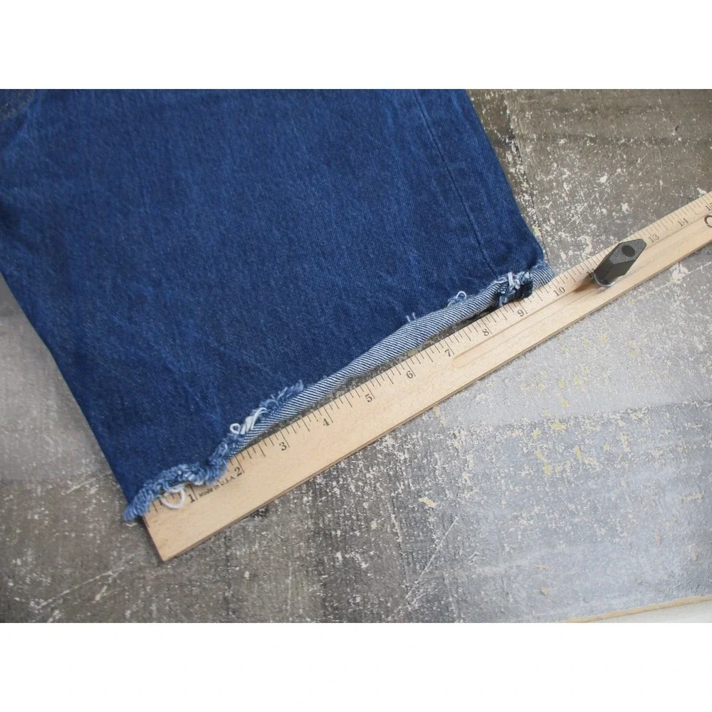 Levis Shorts Mens 38 Blue 501 Cut Off Distressed Denim Raw Hem Waterless Cotton
